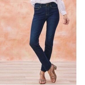 Soft Surroundings Ultimate Denim Relaxed Straight Jeans Dark Wash Size Large